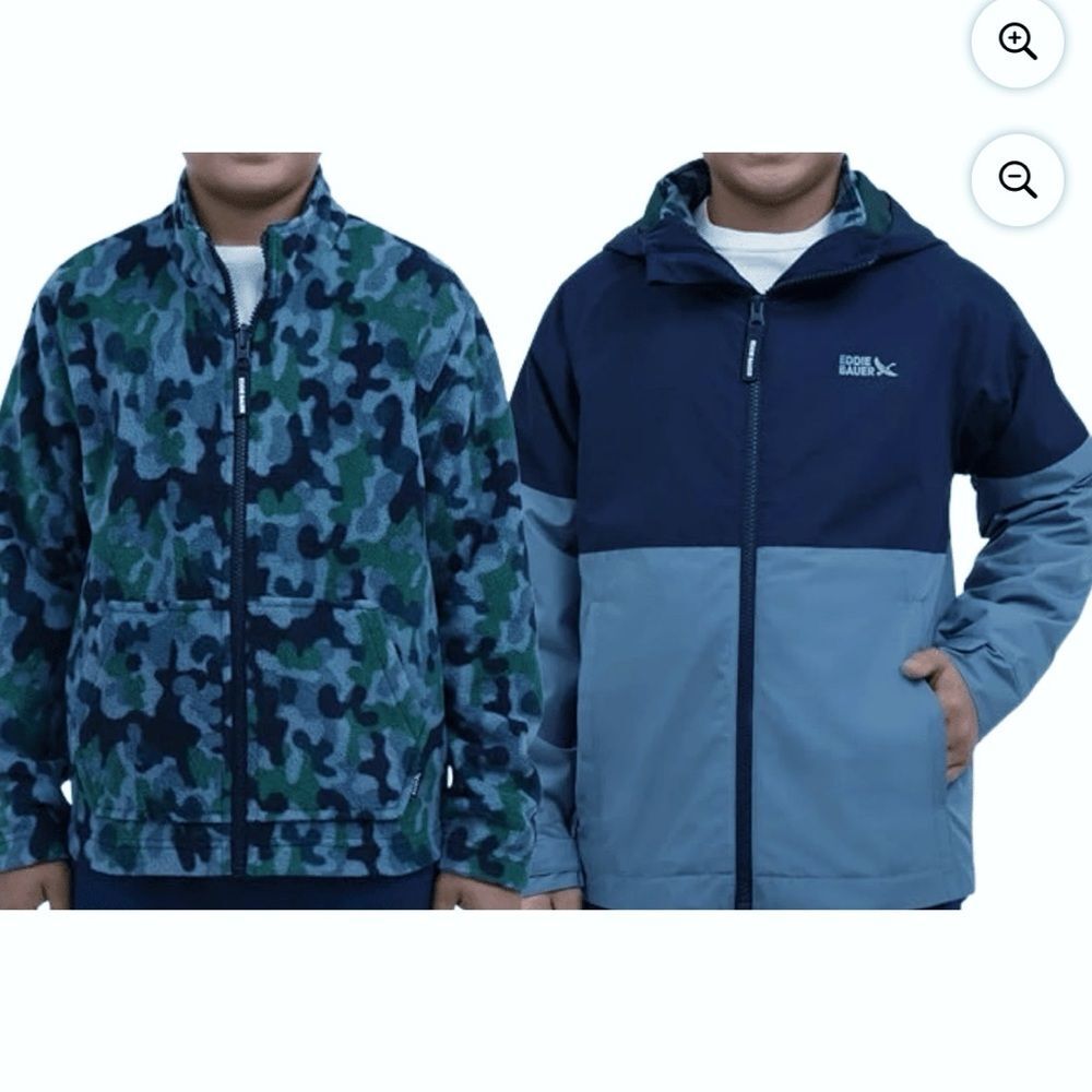 Eddie Bauer 3-in-1 Water-Resistant Hooded Jacket Fleece Liner size Large 14/16